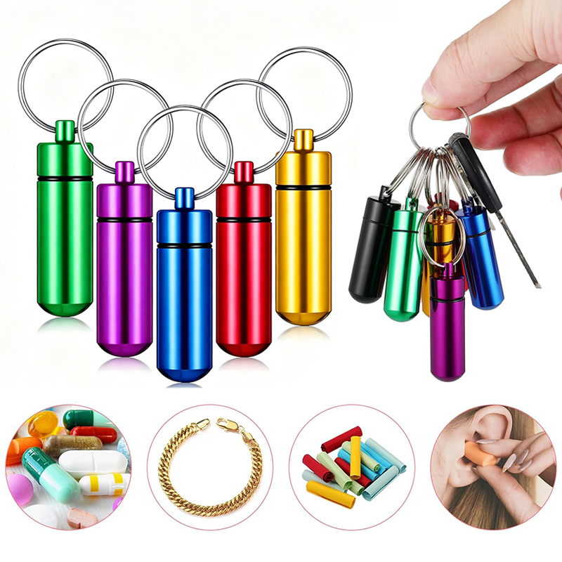 Edc Pill Carry - Portachiavi mini portapillole in alluminio da